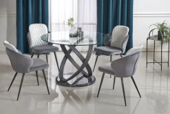 Stół Ticco okrągły transparentny/ czarny