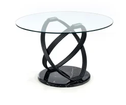 Stół Ticco okrągły transparentny/ czarny