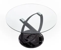 Stół Ticco okrągły transparentny/ czarny