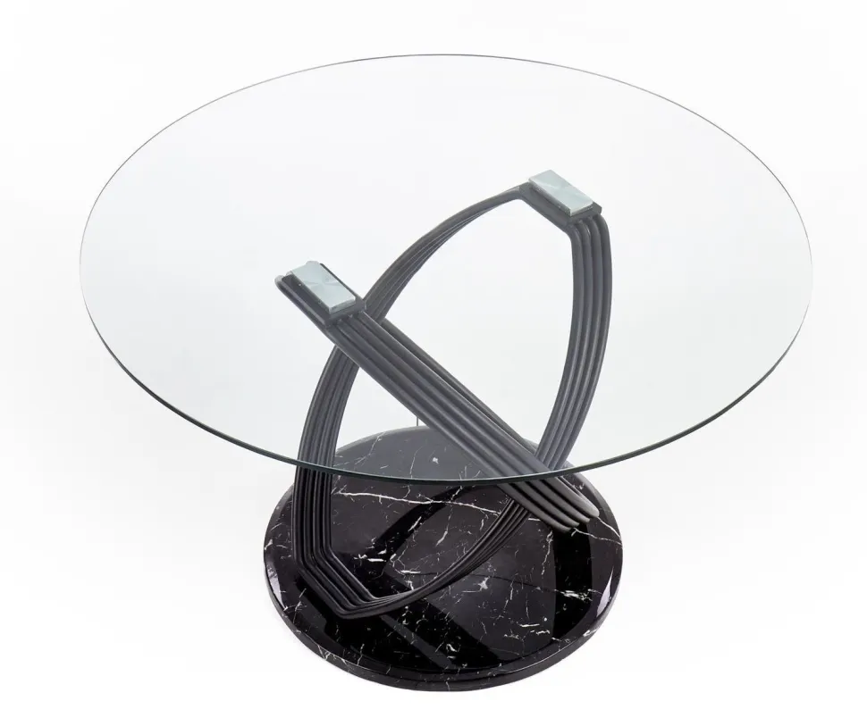 Stół Ticco okrągły transparentny/ czarny