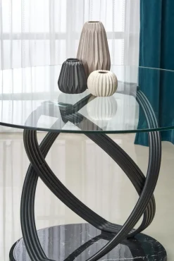 Stół Ticco okrągły transparentny/ czarny