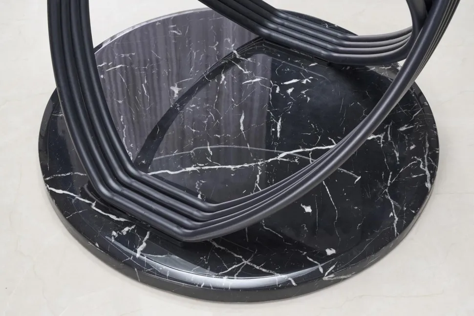 Stół Ticco okrągły transparentny/ czarny