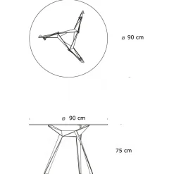 Stół Troy 90cm transparentny/ czarny