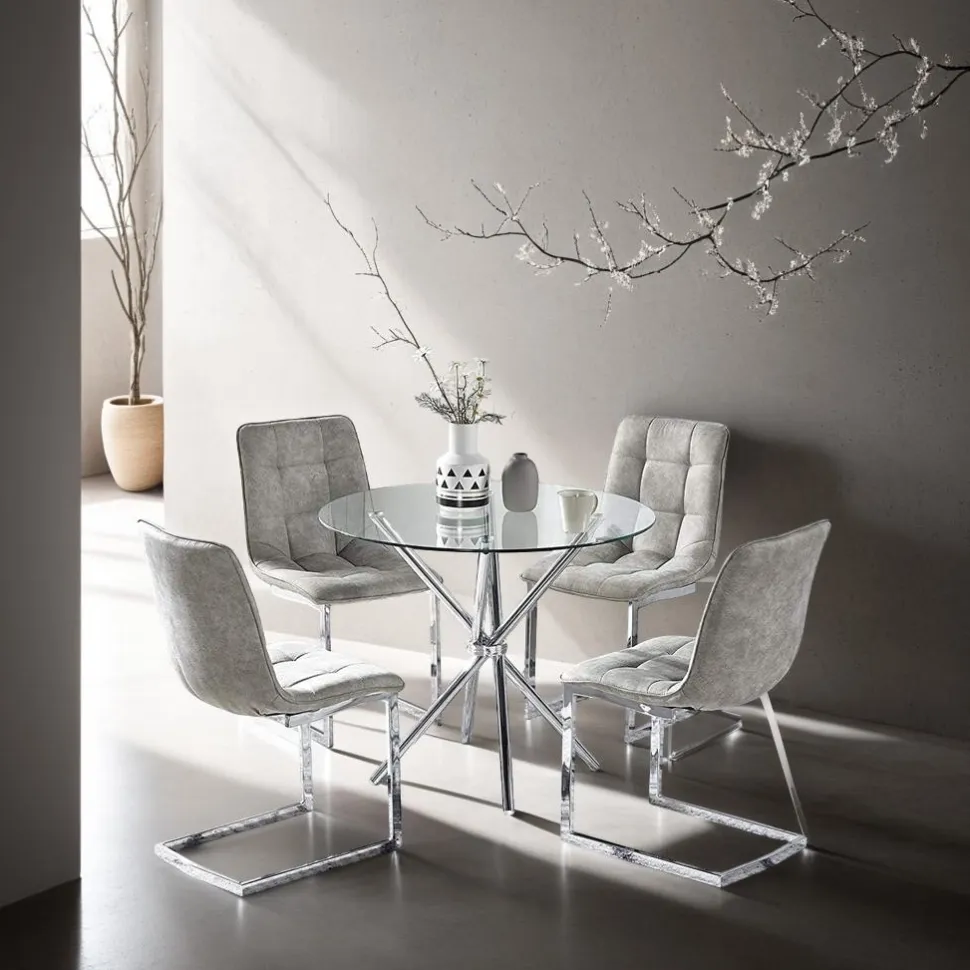 Stół Ufo 90cm transparentny/ chrom