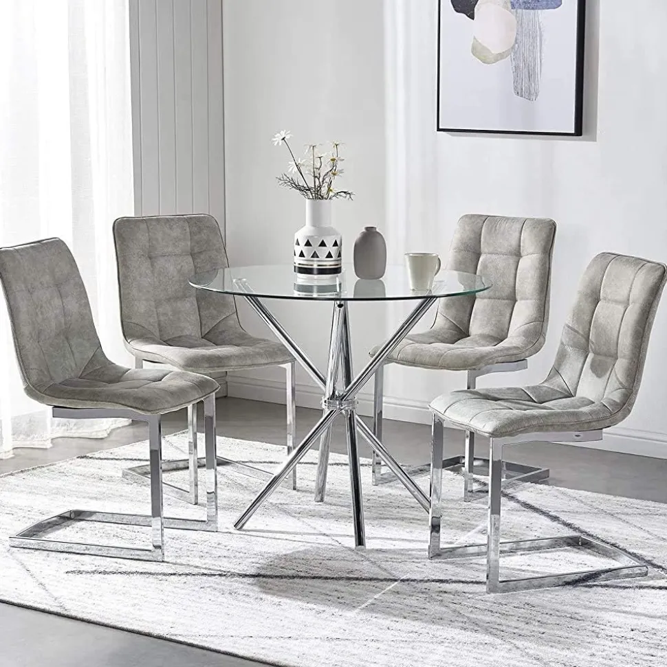 Stół Ufo 90cm transparentny/ chrom