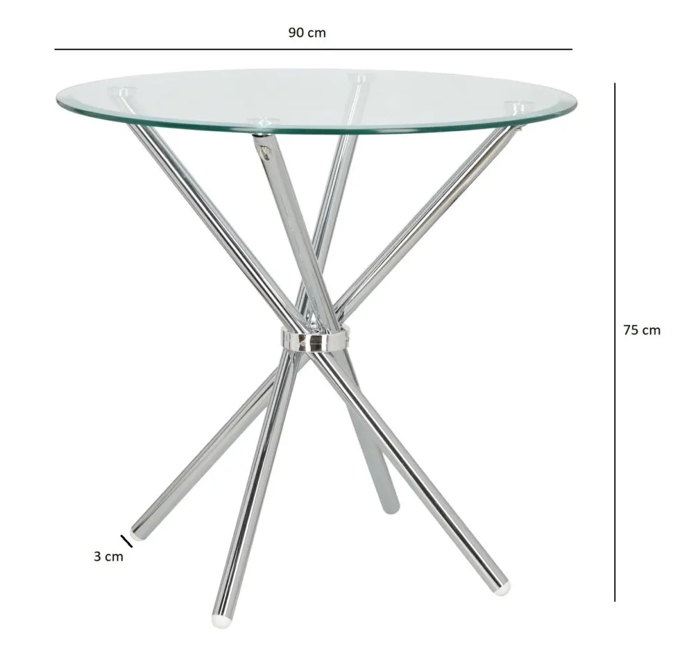 Stół Ufo 90cm transparentny/ chrom