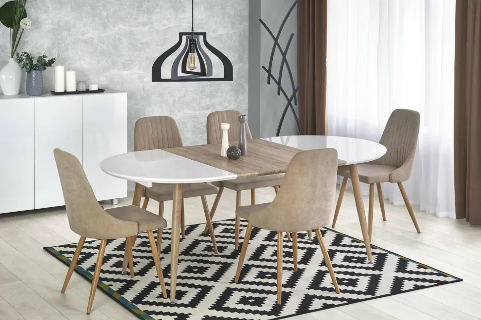 Stół Wader rozkładany biały / dąb san