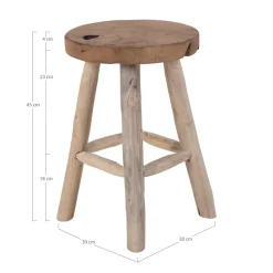 Stołek Badia naturalny tekowy