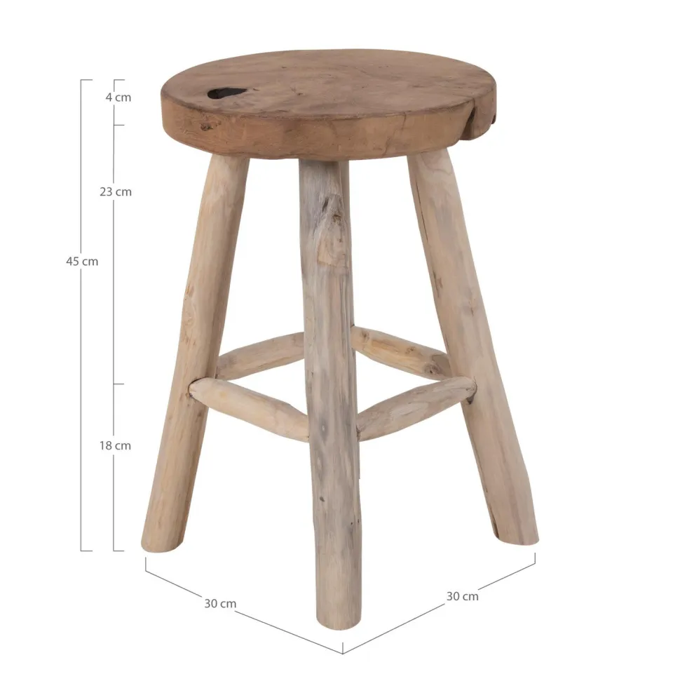 Stołek Badia naturalny tekowy