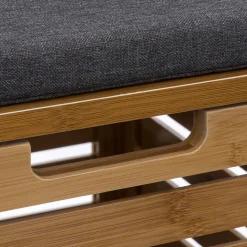 Stołek bambusowy z szarą poduszką