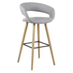 Stołek barowy Grace low szary jasny tapicerowany