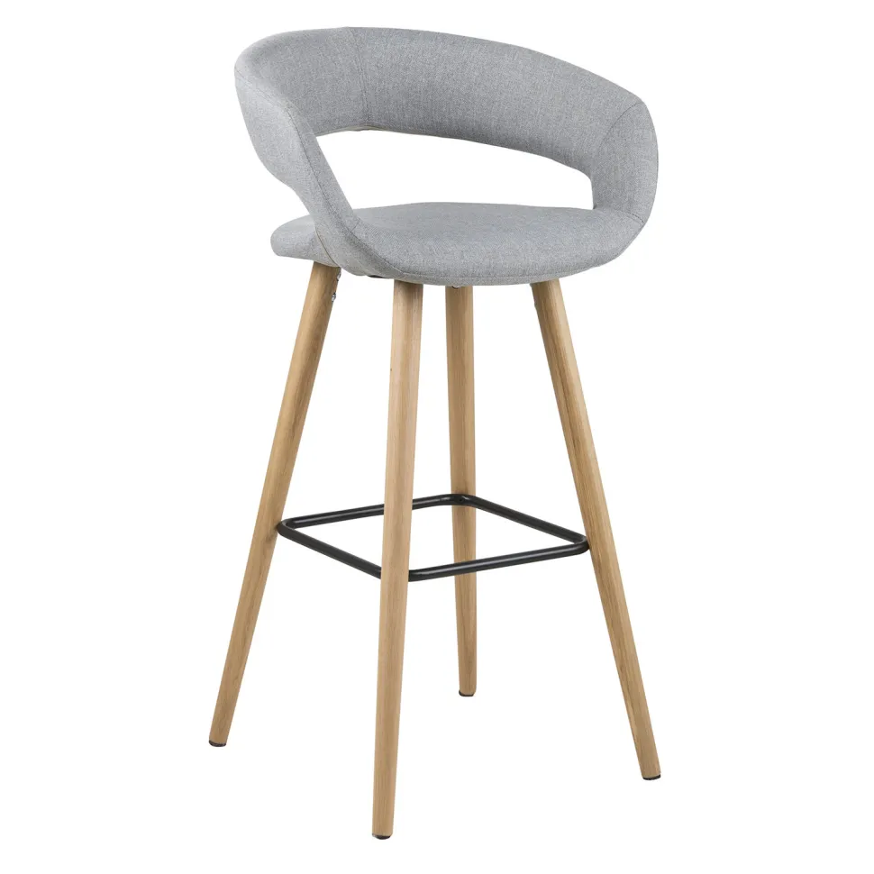 Stołek barowy Grace low szary jasny tapicerowany