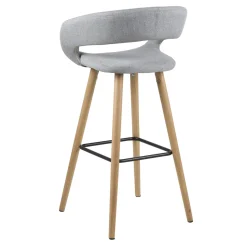 Stołek barowy Grace low szary jasny tapicerowany