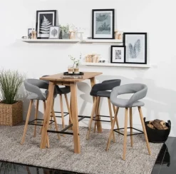 Stołek barowy Grace low szary ciemny tapicerowany