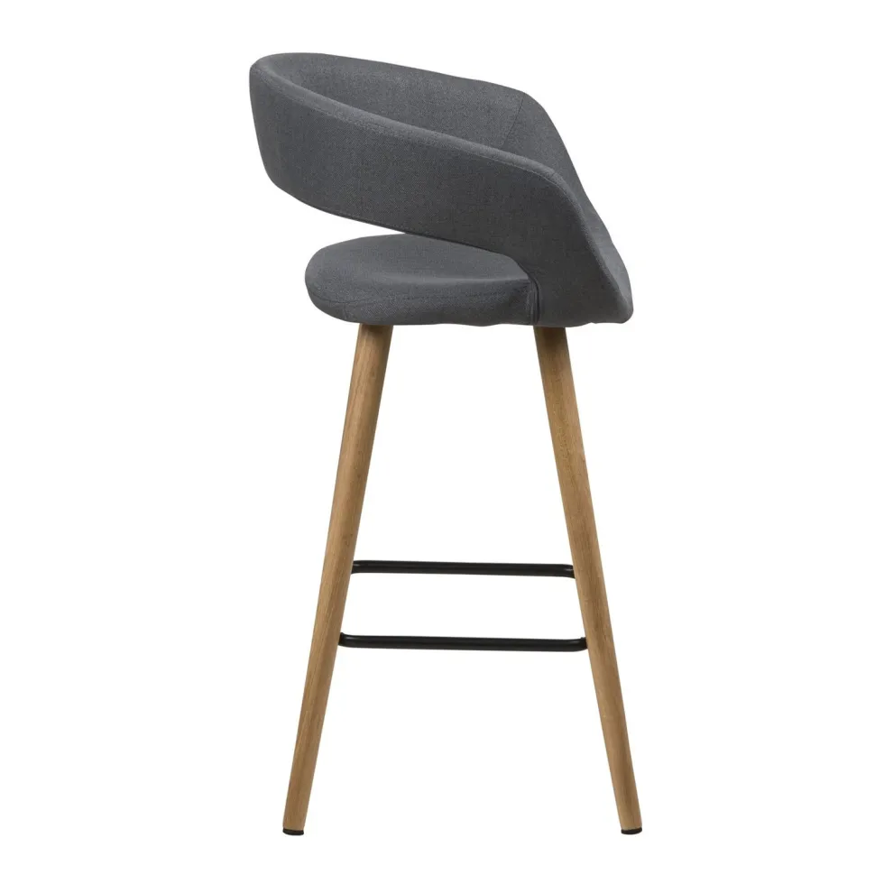 Stołek barowy Grace low szary ciemny tapicerowany