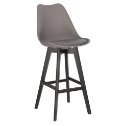 Stołek barowy Norden wood black high PP   ciemny szary