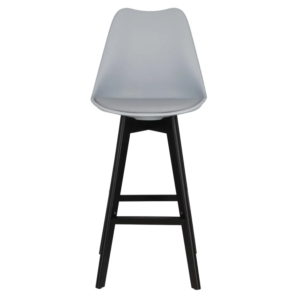 Stołek barowy Norden wood black high PP szary