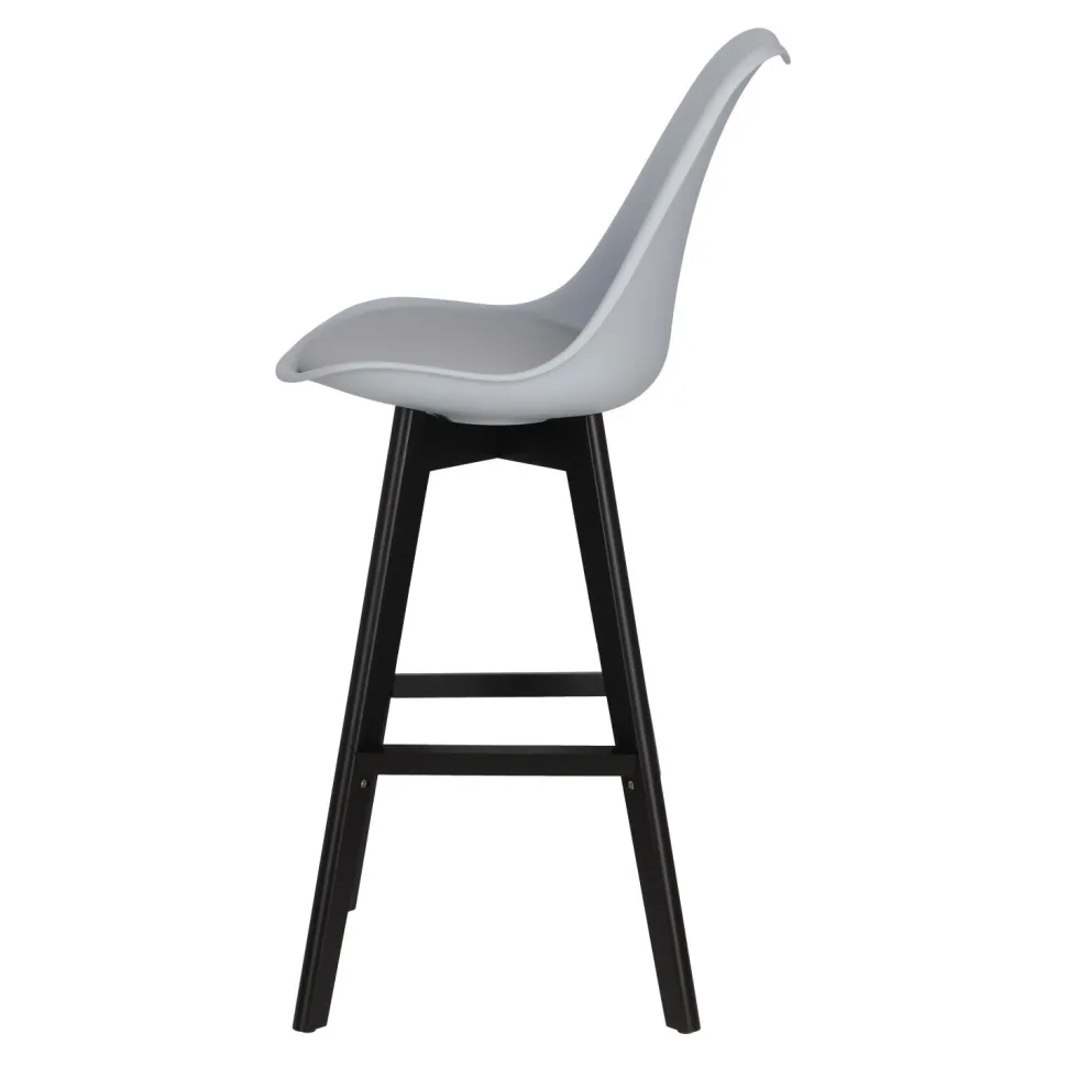 Stołek barowy Norden wood black high PP szary