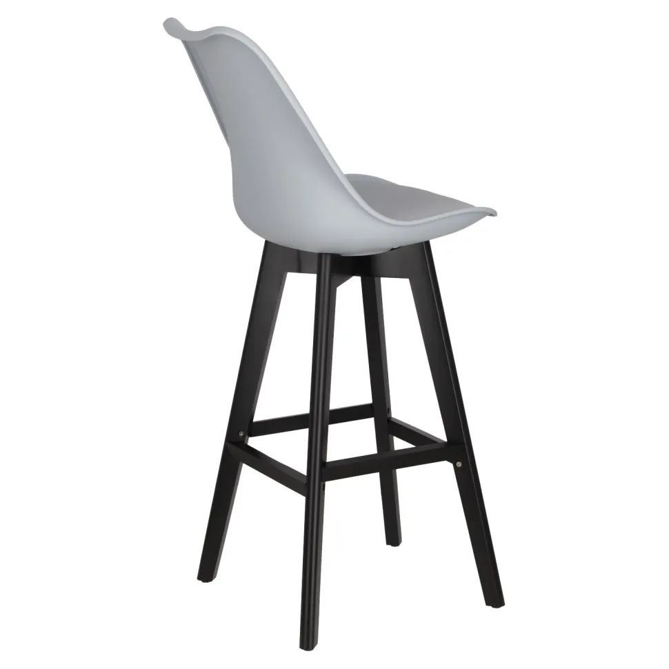 Stołek barowy Norden wood black high PP szary