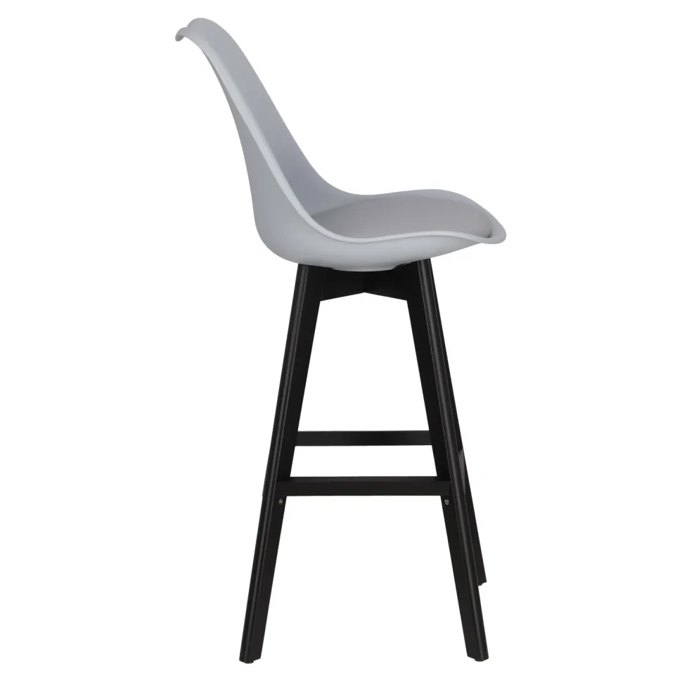 Stołek barowy Norden wood black high PP szary