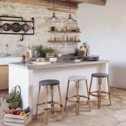 Stołek barowy Trecia biały/naturalny