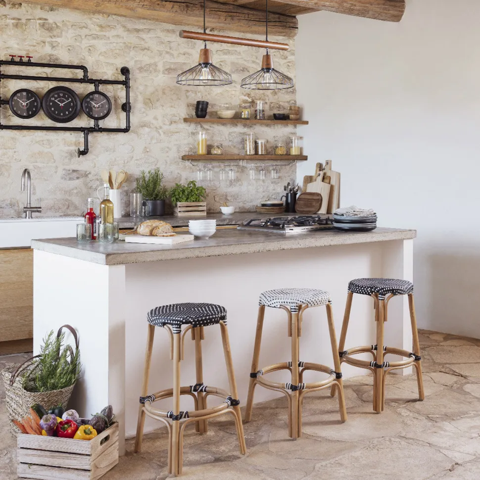 Stołek barowy Trecia biały/naturalny