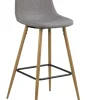 Stołek barowy Wilma wysoki szary jasny/ dąb tapicerowany