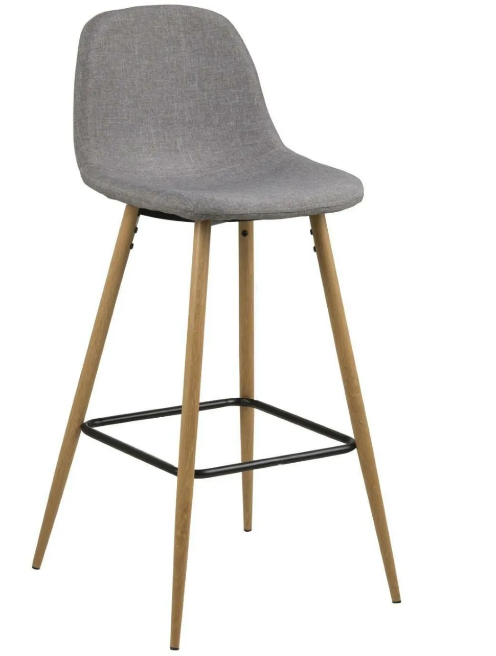 Stołek barowy Wilma wysoki szary jasny/ dąb tapicerowany
