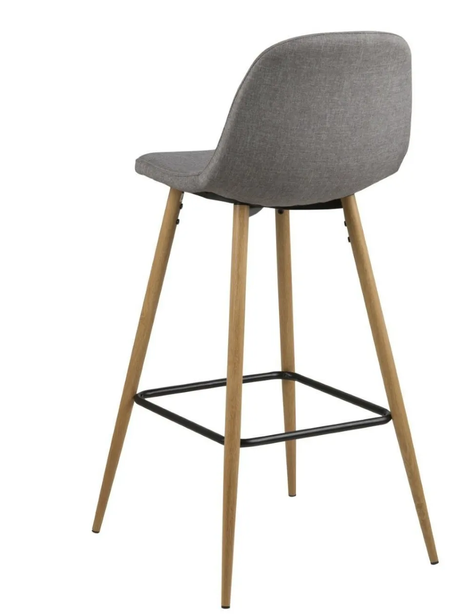 Stołek barowy Wilma wysoki szary jasny/ dąb tapicerowany