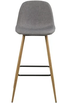 Stołek barowy Wilma wysoki szary jasny/ dąb tapicerowany