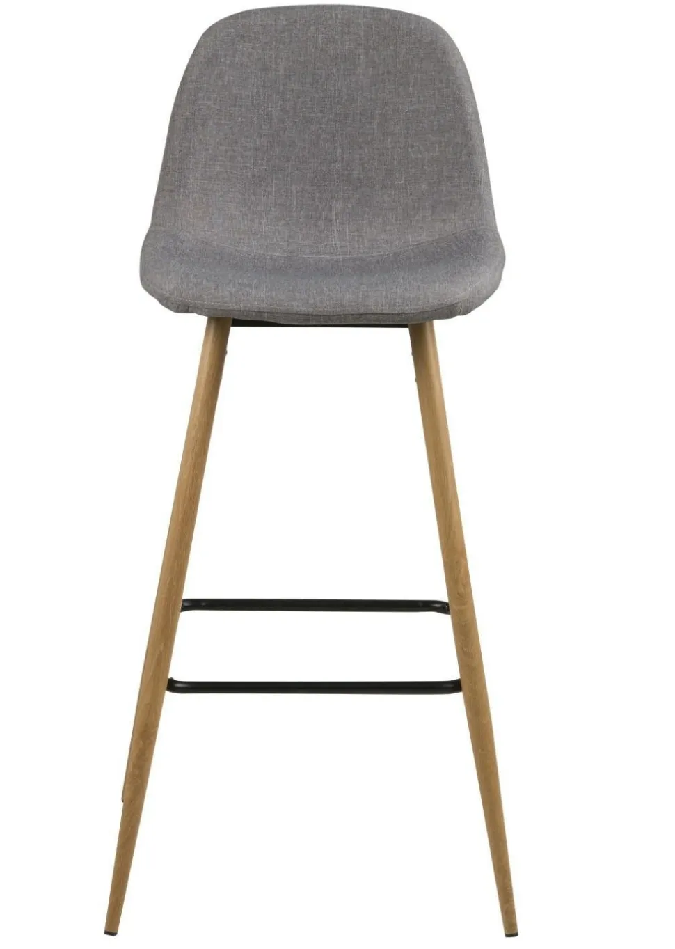 Stołek barowy Wilma wysoki szary jasny/ dąb tapicerowany