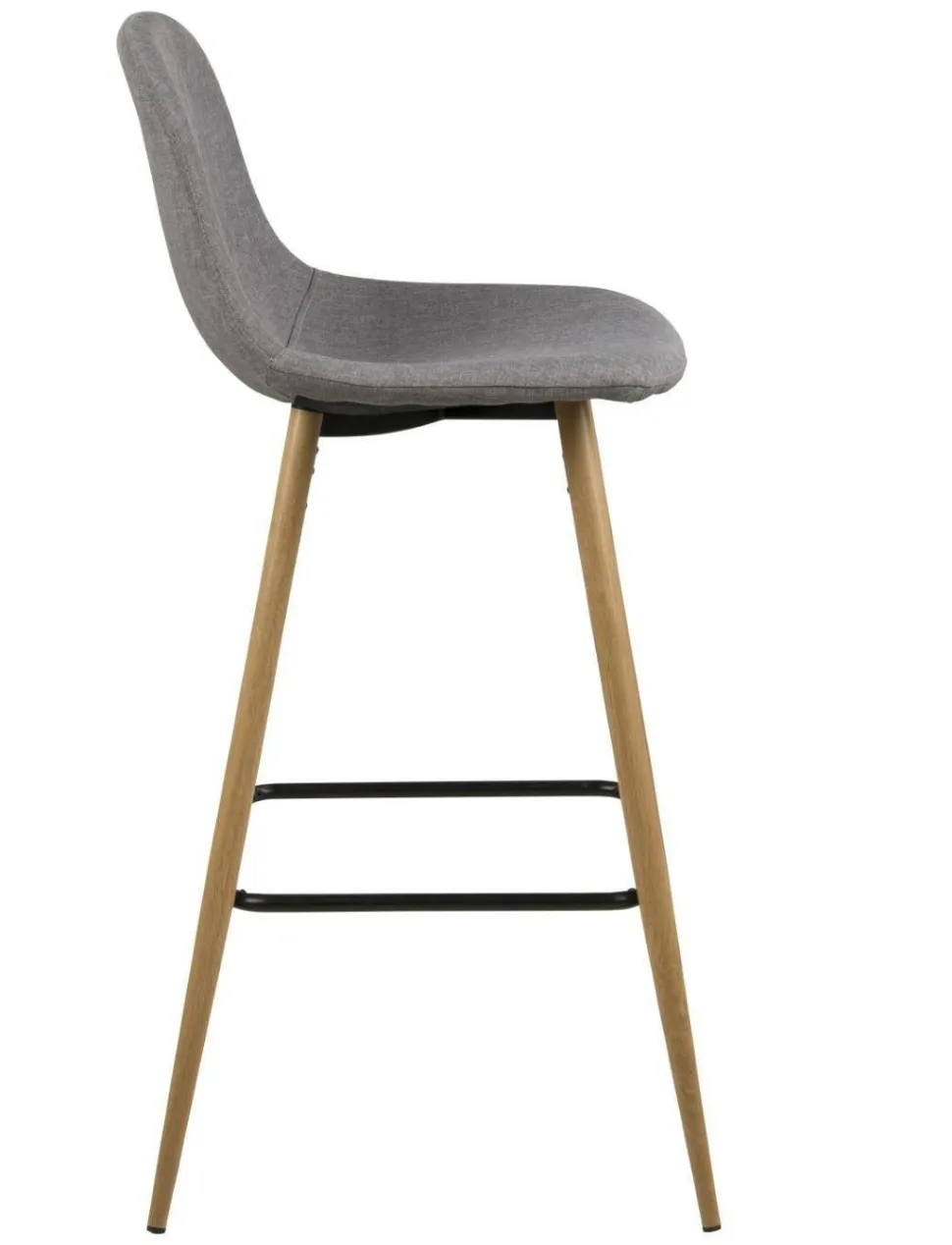 Stołek barowy Wilma wysoki szary jasny/ dąb tapicerowany