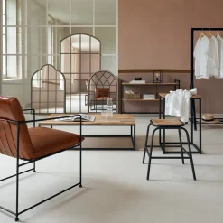 Stołek Edena akacja/metal