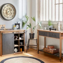 Stołek Edena akacja/metal