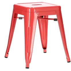 Stołek Paris czerwony inspirowany Tolix