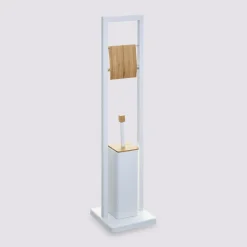 Stojak na papier toaletowy ze szczotką Natureo biały