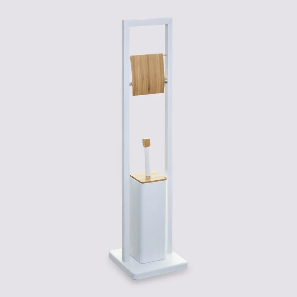 Stojak na papier toaletowy ze szczotką Natureo biały