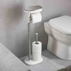 Stojak na papier toaletowy JJ biały/srebrny