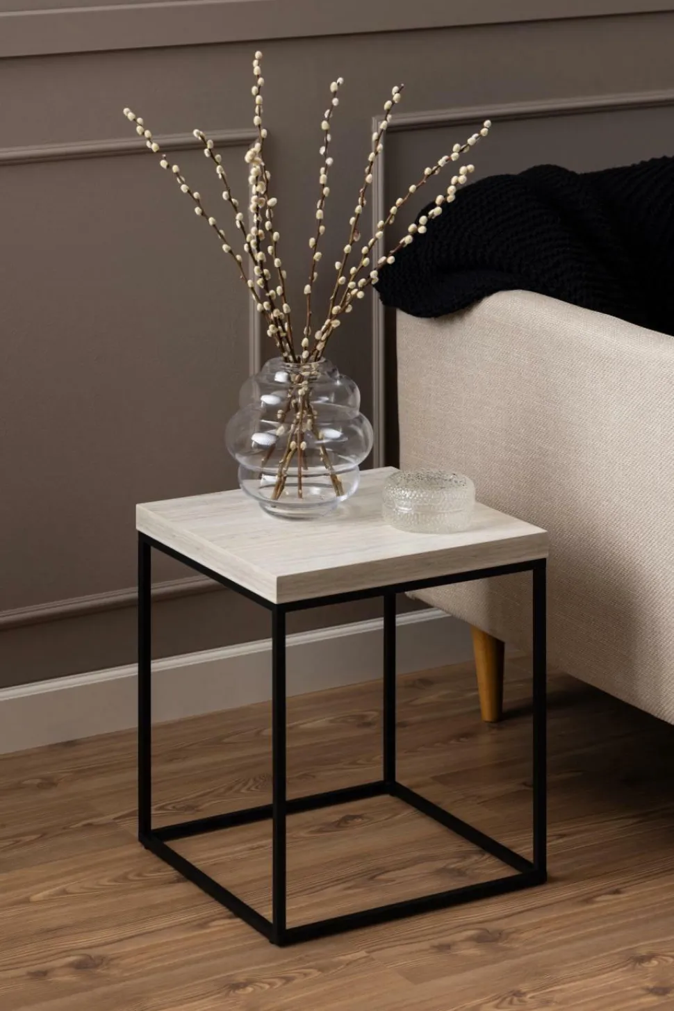 Stolik Barossa 40x40cm beżowy trawertyn