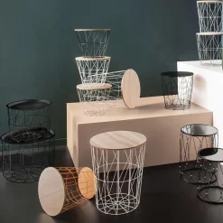 Stolik boczny Kumi wysoki naturalny/biały