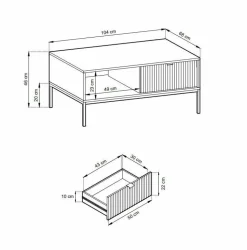 Stolik Delicious ryflowany zielony        czarne uchwyty