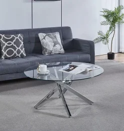 Stolik kawowy Amber 90cm transparentny/   chrom