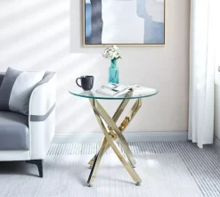 Stolik kawowy Amber 60cm transparentny/złoty