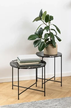 Stolik kawowy Avila wysoki czarny marmur