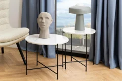 Stolik kawowy Avila wysoki biały marmur