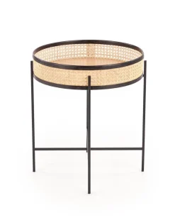 Stolik kawowy Balta czarny / rattan