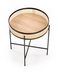 Stolik kawowy Balta czarny / rattan