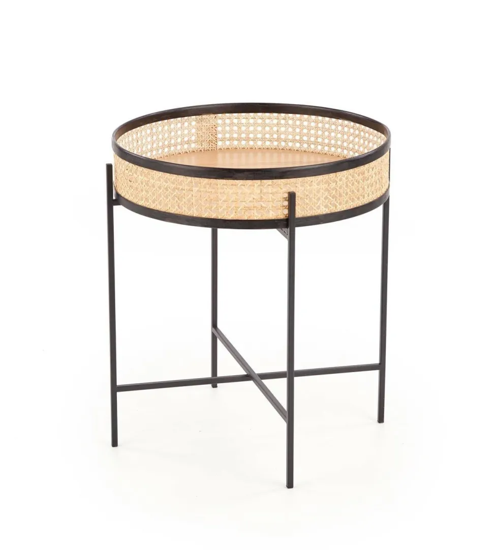 Stolik kawowy Balta czarny / rattan