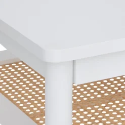 Stolik kawowy Cabras białe drewno/wiklina