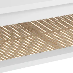 Stolik kawowy Cabras białe drewno/wiklina